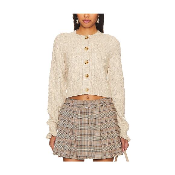 Tularosa Sweaters - Tularosa Cropped Beige Palmira Cardigan Size S